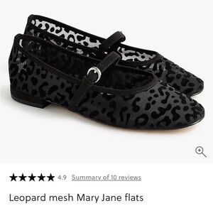 J. Crew - Black Leopard Mesh Mary Jane Flats